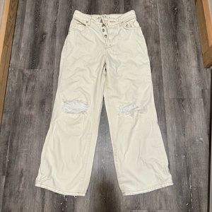 Free People destroyed wide leg ranger jeans